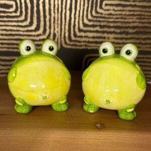Green Frog Ceramic Salt & Pepper Shakera